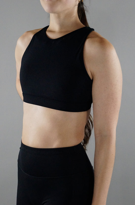 High neck Cross back sports bra