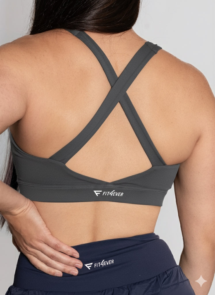 Cross back compression sports bra