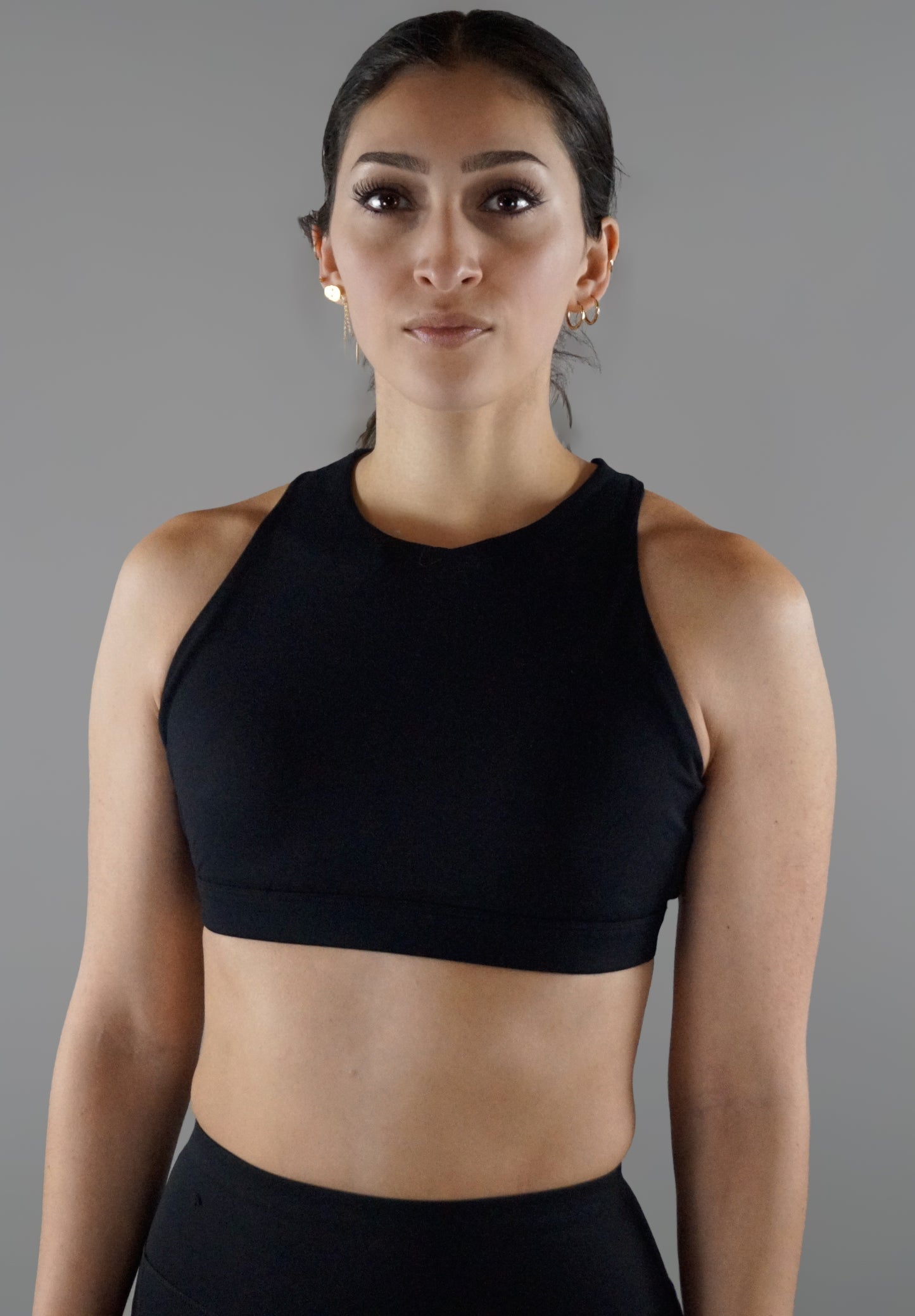 High neck Cross back sports bra