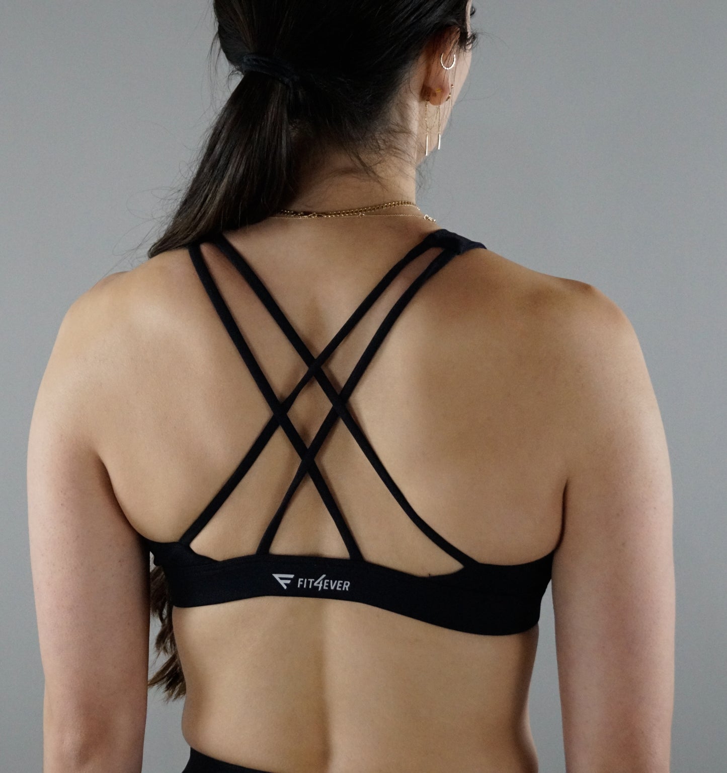 High neck Cross back sports bra