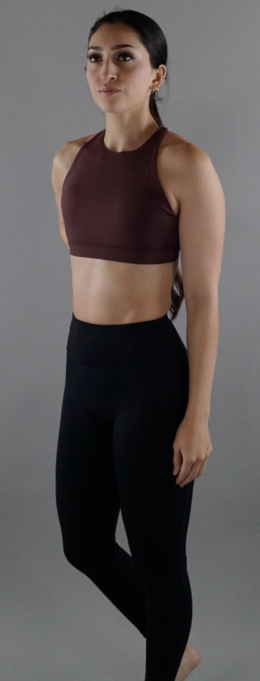 High neck Cross back sports bra
