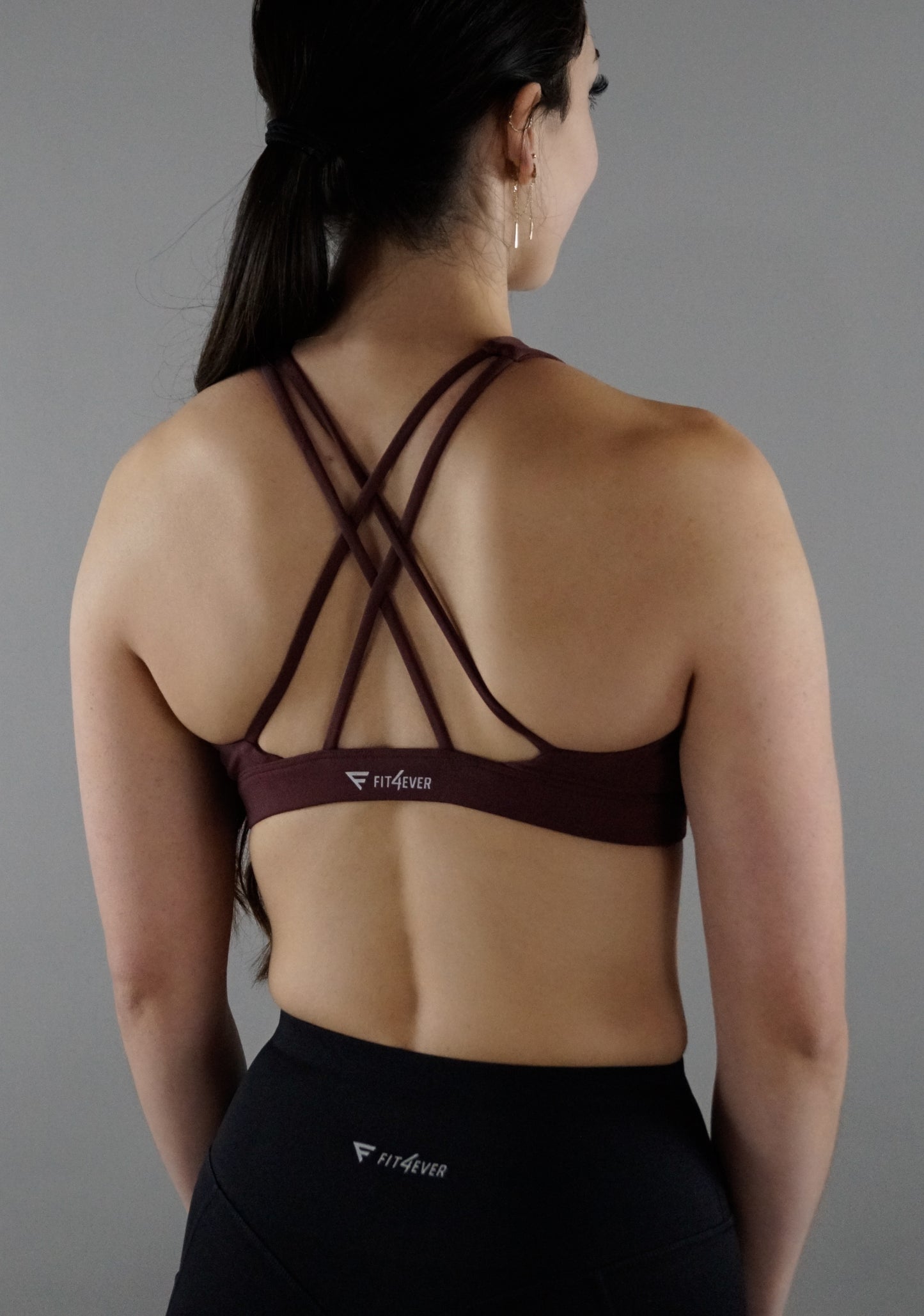 High neck Cross back sports bra