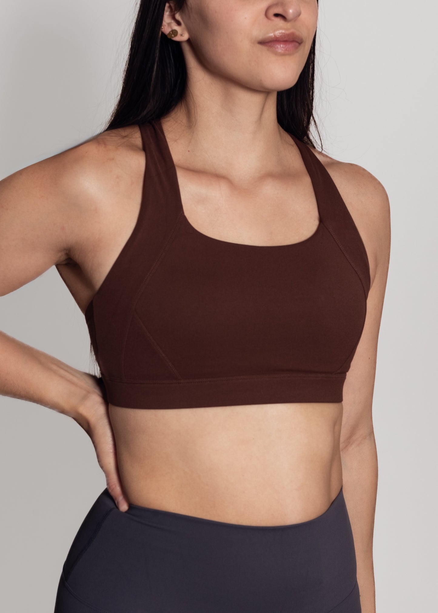 Cross back compression sports bra