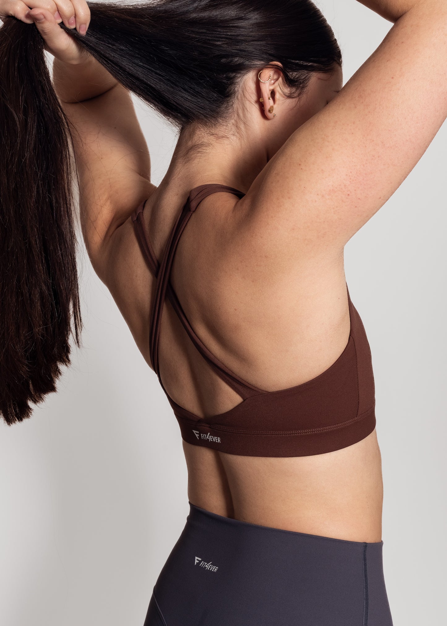 Cross back compression sports bra