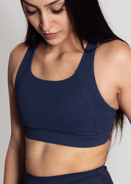 Cross back compression sports bra
