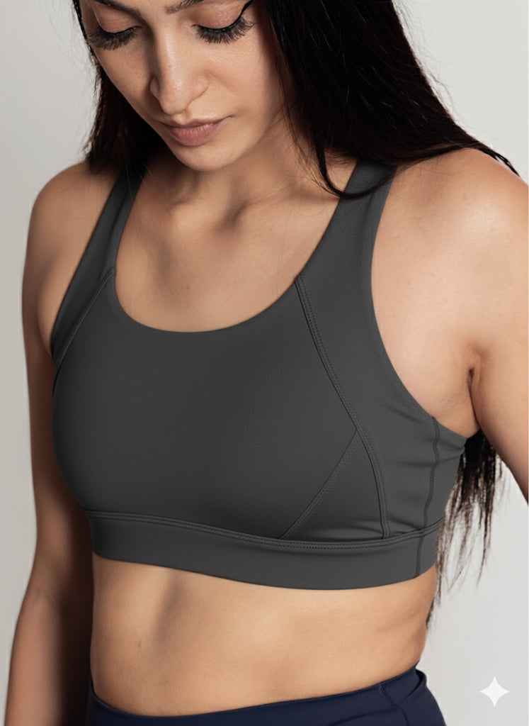 Cross back compression sports bra